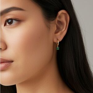 🫛 Mejuri 18k Gold Vermeil Round Green Onyx Hoops